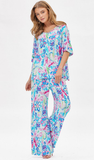 Dear Scarlett Vibrant Travel Ready Pant Set in Aqua