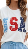 LDC Lace USA Graphic Top in White
