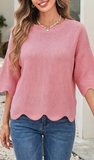 LDC Solid Scalloped Top in Pink