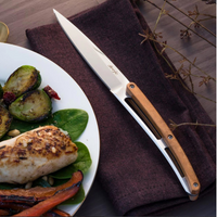 DEEJO 4 Serrated Steak Knives ‘Olive Wood / Plain’