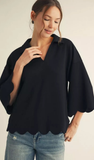 JODIFL Solid Scalloped Top, Assorted Colors