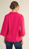 JODIFL Solid Scalloped Top, Assorted Colors
