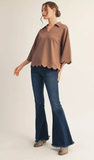 JODIFL Solid Scalloped Top, Assorted Colors