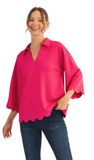 JODIFL Solid Scalloped Top, Assorted Colors