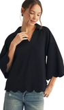 JODIFL Solid Scalloped Top, Assorted Colors
