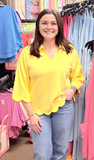 JODIFL Solid Scalloped Top, Assorted Colors
