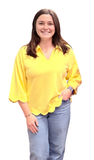 JODIFL Solid Scalloped Top, Assorted Colors
