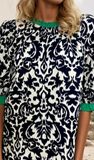 LDC Ruffled Color Block  3/4 Sleeve Blouse, Assorted Colors