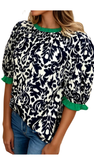 LDC Ruffled Color Block  3/4 Sleeve Blouse, Assorted Colors