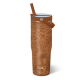 SWIG Leakproof To-Go 30oz Tumbler, ‘Saddle Stitch Cognac’