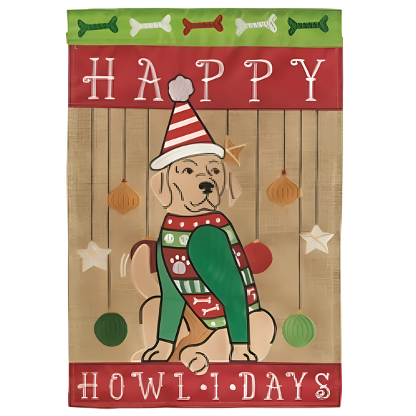 ‘Happy Howlidays Burlap’ Decorative Flag