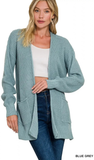 Zenana Waffle Open Cardigan Sweater, Assorted Colors