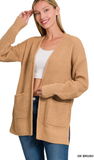 Zenana Waffle Open Cardigan Sweater, Assorted Colors