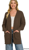 Zenana Waffle Open Cardigan Sweater, Assorted Colors