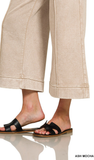 ZENANA, Fleece Pintuck Wide Cropped Pants, Assorted Colors