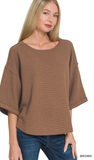 ZENANA Exposed Seam Dolman Sleeve Knit Top, Assorted Colors