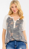 7th Ray Camo Short sleeve Henley Top