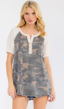 7th Ray Camo Short sleeve Henley Top