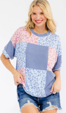 7th Ray Floral Patchwork Short sleeve Top