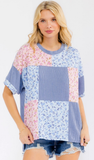 7th Ray Floral Patchwork Short sleeve Top