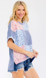 7th Ray Floral Patchwork Short sleeve Top