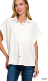 Zenana Woven Airflow Button Down Top, Assorted Colors