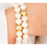 BuDhaGirl, Mala Beaded Bracelet, White Pearl
