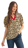 Jodifl Swirl Print Top in Black
