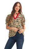 Jodifl Swirl Print Top in Black