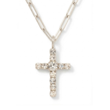 Sorrelli Cross Paperclip Pendant Necklace in Palladium