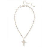 Sorrelli Cross Paperclip Pendant Necklace in Palladium