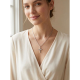 Sorrelli Cross Paperclip Pendant Necklace in Palladium