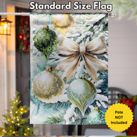 ‘Flocked Green & Gold Ornaments’ Decorative Flag