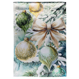 ‘Flocked Green & Gold Ornaments’ Decorative Flag