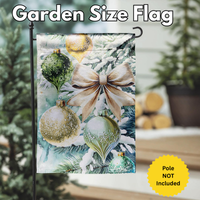 ‘Flocked Green & Gold Ornaments’ Decorative Flag