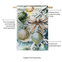 ‘Flocked Green & Gold Ornaments’ Decorative Flag