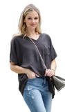 Zenana Oversized V-Neck Pocket Top, Assorted Colors