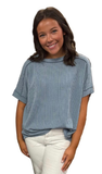 Zenana Corded Cuffed Sleeve Top, Assorted Colors