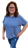 Zenana Corded Cuffed Sleeve Top, Assorted Colors