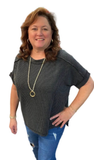 Zenana Corded Cuffed Sleeve Top, Assorted Colors