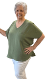 Zenana Oversized V-Neck Pocket Top, Assorted Colors