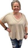 Zenana Ribbed Hi-Low V-Neck Top, Assorted Colors