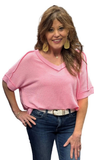 Zenana Ribbed Hi-Low V-Neck Top, Assorted Colors