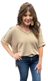 Zenana Ribbed Hi-Low V-Neck Top, Assorted Colors