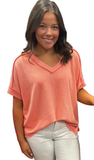 Zenana Ribbed Hi-Low V-Neck Top, Assorted Colors
