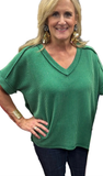 Zenana Ribbed Hi-Low V-Neck Top, Assorted Colors