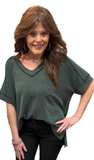 Zenana Ribbed Hi-Low V-Neck Top, Assorted Colors