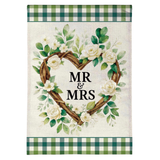 ‘Floral Wreath Mr. & Mrs.’ Burlap Decorative Flag