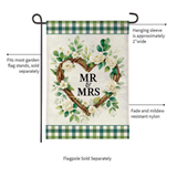 ‘Floral Wreath Mr. & Mrs.’ Burlap Decorative Flag