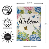 ‘Hydrangea & Butterfly’ Burlap Decorative Flag